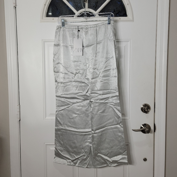 Zara Straight Satin Effect Long Slip Skirt Size Med - Picture 3 of 6